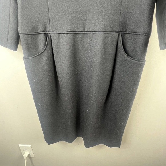 Pendleton Black Sheath Dress Size 4 3/4 sleeves Virgin Wool Midi - Picture 3 of 12